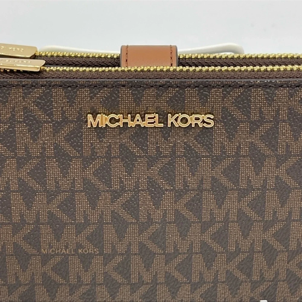 Michael Kors Large Double Zip Wallet Wristlet Brown